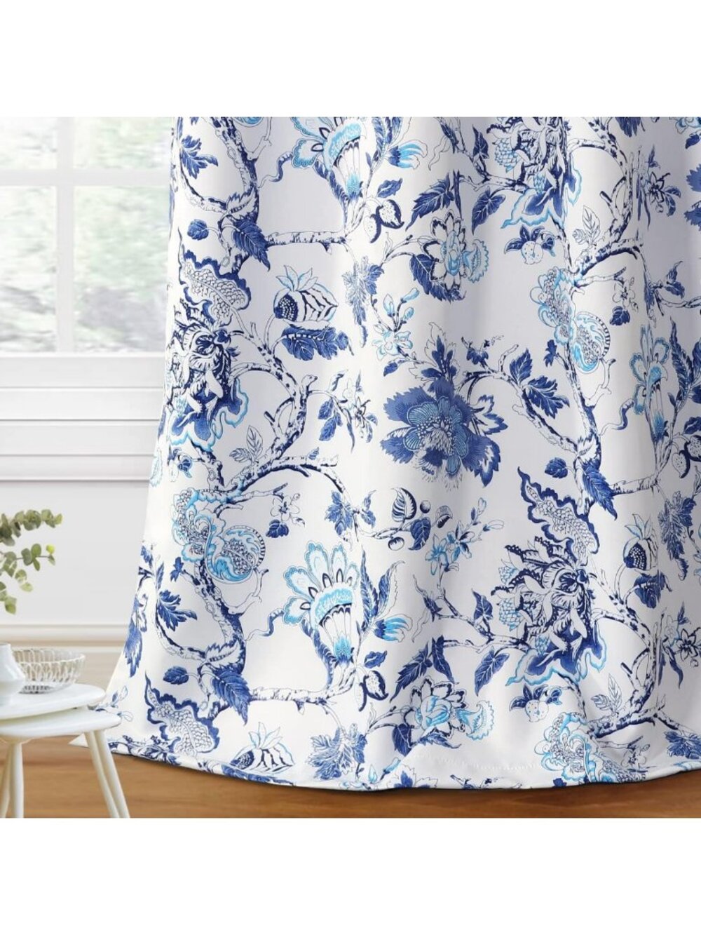 Floral Print Blackout Curtains 84" Length - Thermal Insulated Grommet Drapes for
